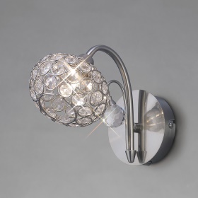 Cara Satin Nickel Crystal Wall Lights Diyas Armed Wall Lights